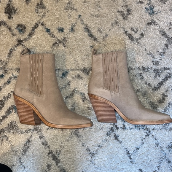 Vince Camuto Suede/Nubuck Square Toe Ankle Boots - Picture 2 of 3